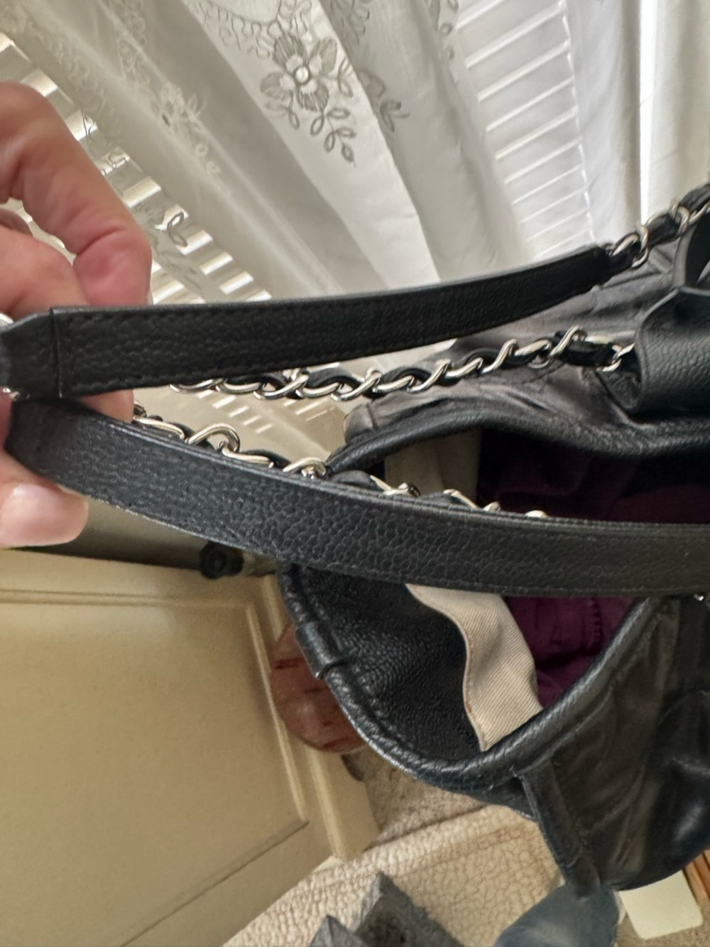 CHANEL Black Quilted Leather Chain-Strap Tote - Picture 5 of 11